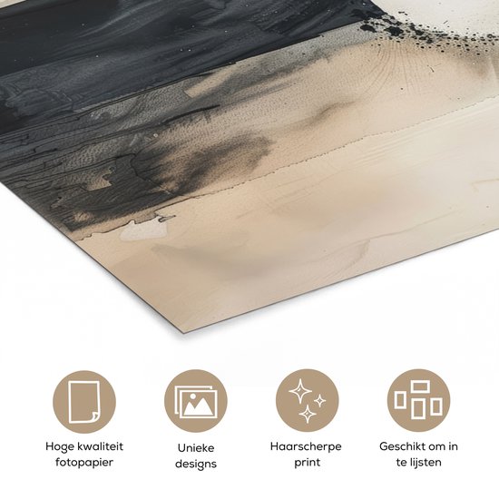 Affiche 120x80 cm - Abstrait - Zwart et blanc - Peinture - Moderne - Posters - Décoration chambre - Décoration murale salon - Décoration murale chambre