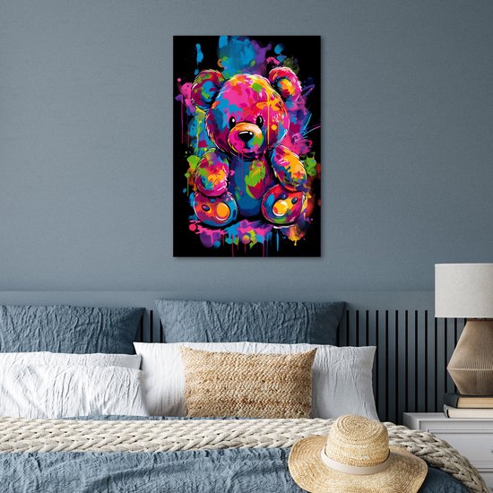 Poster 40x60 cm - Ours - Peinture - Coloré - Peluche - Posters - Décoration murale chambre ado - Décoration chambre ados - Accessoires chambre ados