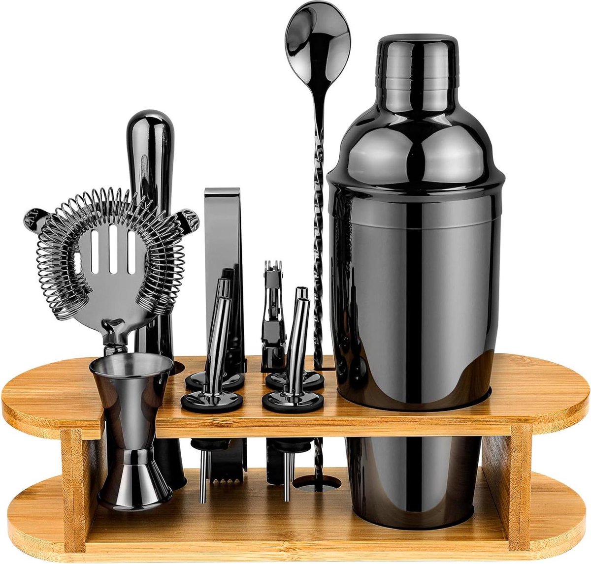 Cocktailset 12-delige Cocktail Set met Standaard en Alle Essentiële Bar Gereedschappen Geschenken voor Vrouwen en Mannen Professionele Bar Accessoires