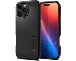 Spigen Tough Armor Hoesje Geschikt voor Apple iPhone 16 Pro | Compatibel met MagSafe | Back Cover Militaire Standaard | Kickstand | Zwart