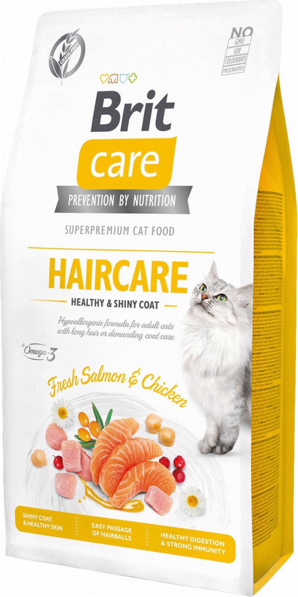 Brit Care Cat Grainfree Adult Haircare Fresh Salmon & Chicken 7 kg - Kat