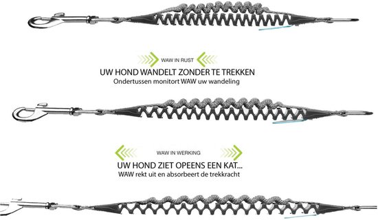Waw Easy Dog Walk Zwart - Hondenriem-Schokdemper - 29 cm 26-40 Kg