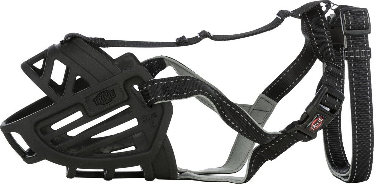 Bol.com Trixie Muilkorf - Muzzle Flex Silicone - Zwart - Maat M-L - Snuit Omtrek 27 cm aanbieding