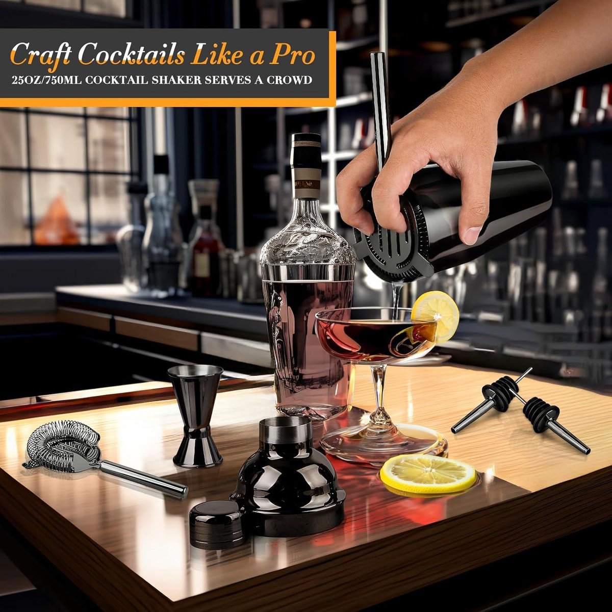 Cocktailset 12-delige Cocktail Set met Standaard en Alle Essentiële Bar Gereedschappen - Geschenken voor Vrouwen en Mannen - Cocktail Liefhebbers - Professionele Bar Set - Cocktail Accessoires — cadeau in Kookcadeaus - foto 2
