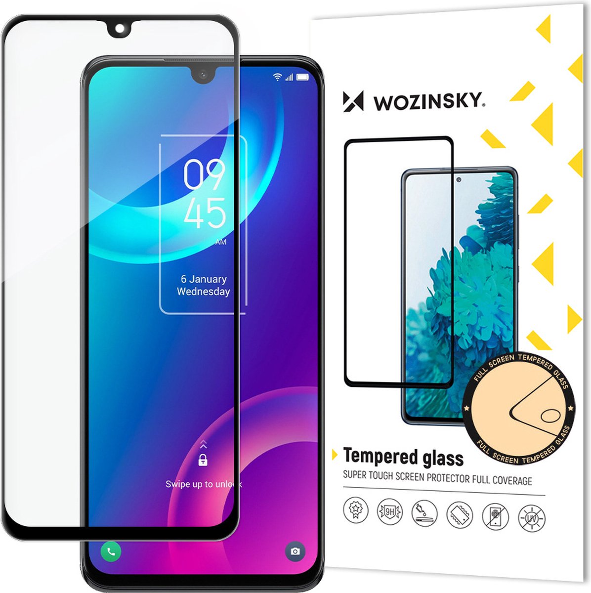Wozinsky - Volledig Scherm Gehard Glas - 9H - Case Vriendelijk - Zwart