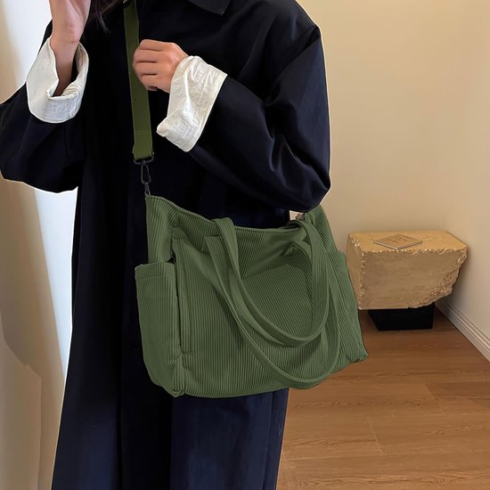 RoomTour Corduroy Tote tas voor dames, schoudertas, grote tassen voor school, werk, winkelen, reizen en dagelijks gebruik, Zwart, Eén maat RoomTour Corduroy Tote tas voor dames, schoudertas, grote tassen voor school, werk, winkelen, reizen en dagelijks gebruik, Zwart, Eén maat