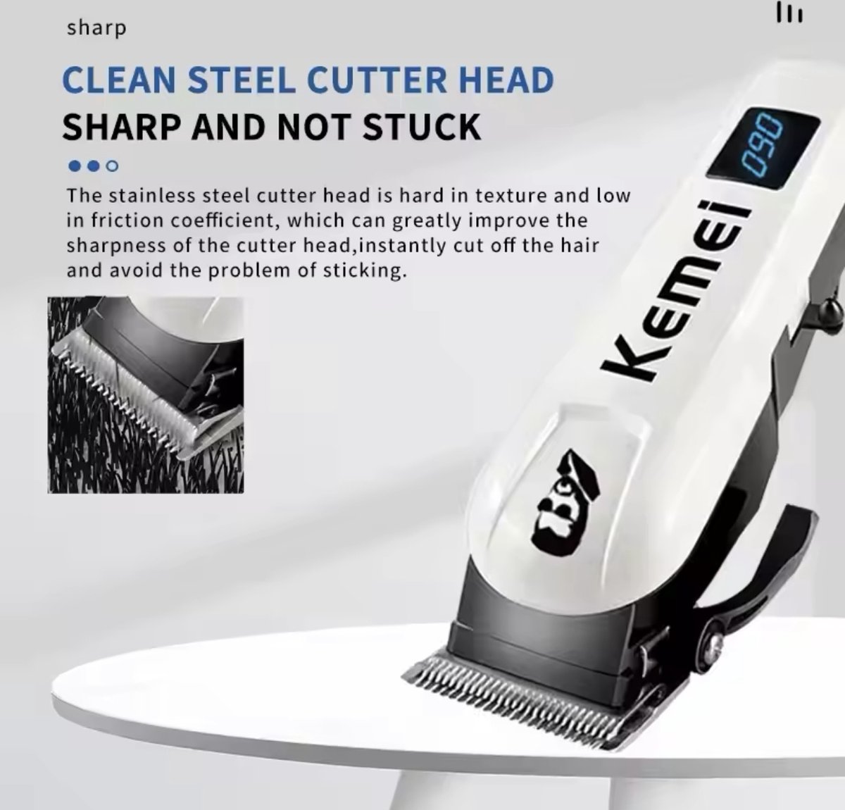 Kemei KM-232 Professionele Tondeuse met Usb Opladen Draadloze Haar Trimmer Met Lcd scherm met meerdere opzet stukken thumbnail 2