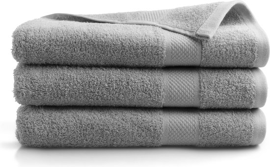 DoubleDry Hotel Badhanddoeken 70 x 140 cm – Set van 3 – 100% Katoen 500 g/m2 – Zacht & Absorberend - Lichtgrijs