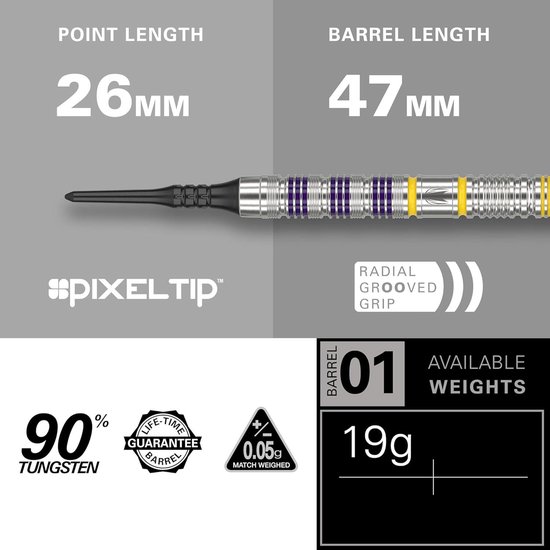 Loadout 90% Tungsten Soft Tip Darts Set - 19G Player Edition - Pixel Tip Darts van IgnatGames — afbeelding 2