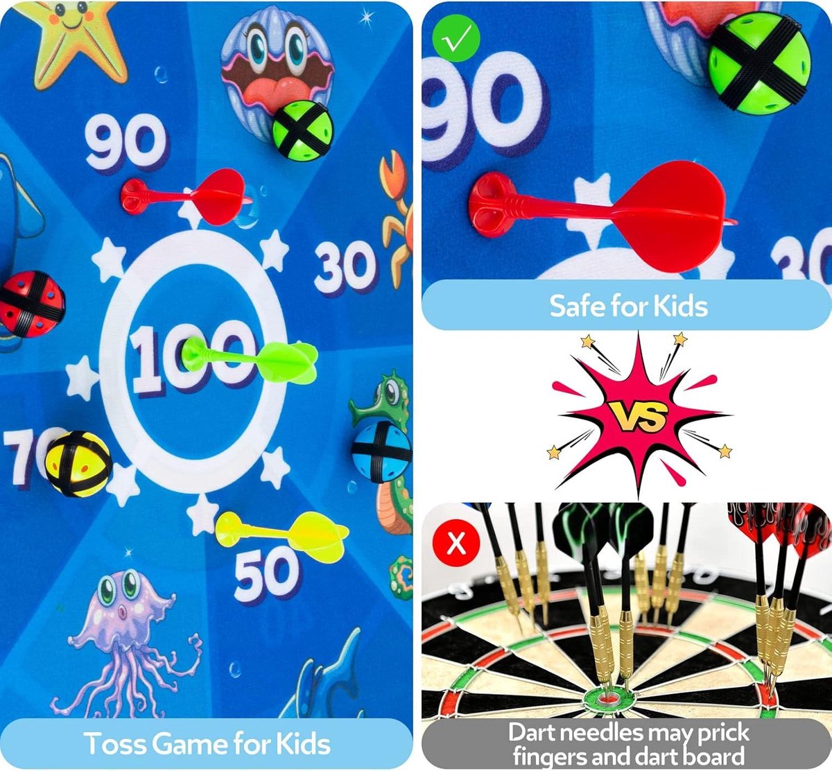 Jeu de fléchettes magnétique double face - ZGEER - Jouet de sécurité