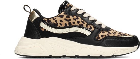 Foto: Posh by poelman charlie dames sneakers zwart met dierenprint maat 39