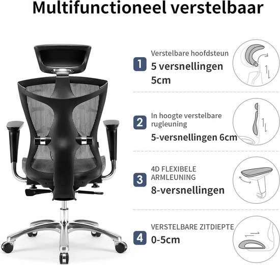 Bureaustoel Raptor, inklapbare armleuningen, ergonomische