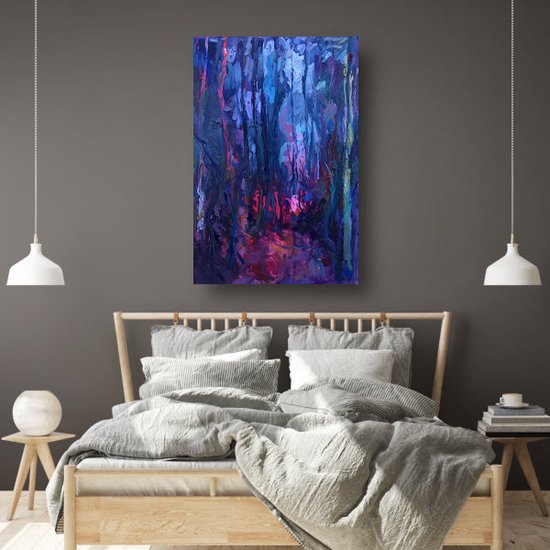 Peinture sur verre forêt - Peinture sur verre nature - Peintures verre lumière - Peintures classiques - Peinture verre acrylique - Décoration murale chambre verre acrylique 40x60 cm