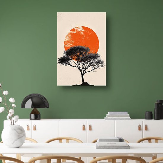 Boom muurdecoratie - Natuur wanddecoratie - Glas schilderij Maan - Moderne schilderijen - Plexiglas - Kunstwerken schilderij acrylglas 60x90 cm