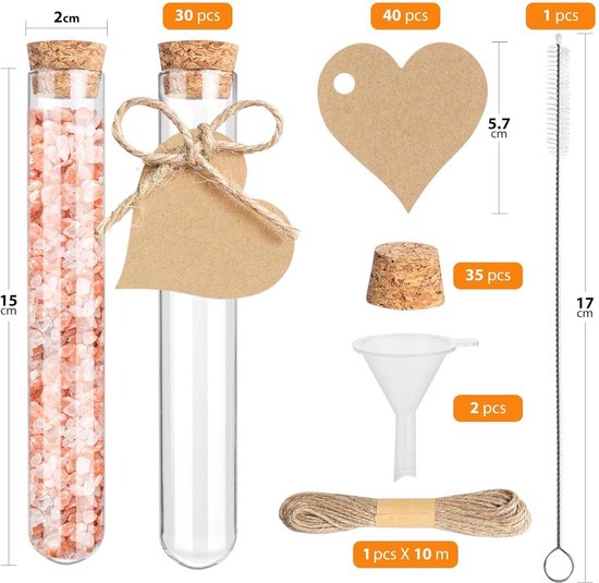 Tuuters 25 stuks reageerbuisjes met kurk Glas (200 x ø 30 mm) Reageerbuisjes voor bloemen, specerijen, communie geschenken, glazen buisjes, specerijglazen