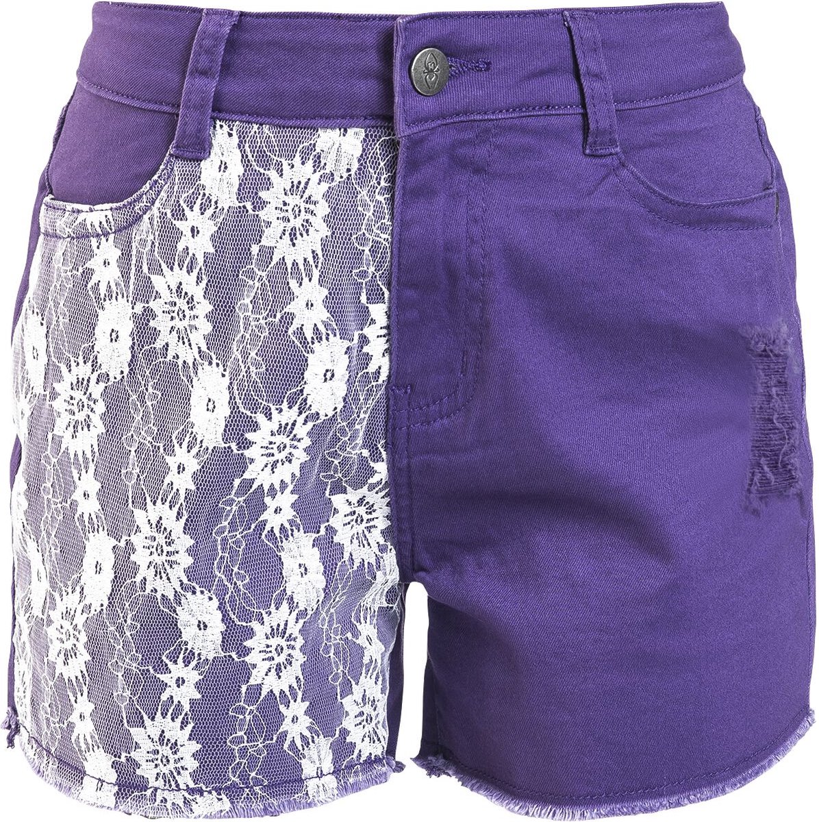 Gothicana Paarse korte broek met kant - Dames - 26
