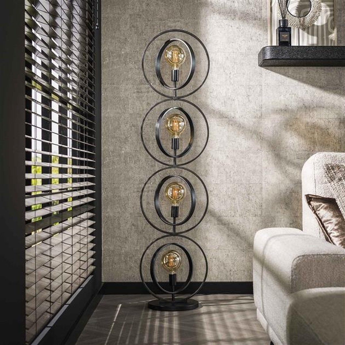 PS-Collection Turn Around XL 4L Vloerlamp - 40x30x163cm - Charcoal - Metaal - vloerlampen woonkamer, vloerlamp zwart, vloerlamp industrieel, vloer lamp, vloerlampen landelijk, staande lampen woonkamer, staande lampen, staande lamp industrieel thumbnail 2