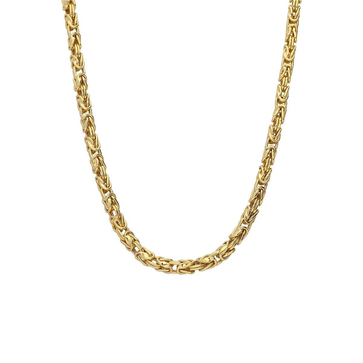 Lucardi Heren Zilveren goldplated herenketting koningsschakel - Ketting - 925 Zilver - Goud - 60 cm
