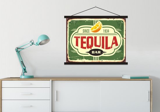 Affiche scolaire - Tequila - Vintage - Panneau publicitaire - 60x45 cm - Lattes noires