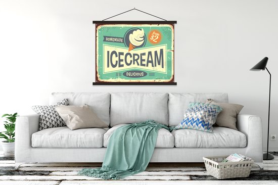 Affiche scolaire - Glace - Vintage - Assiette - Citation - 150x113 cm - Lattes noires