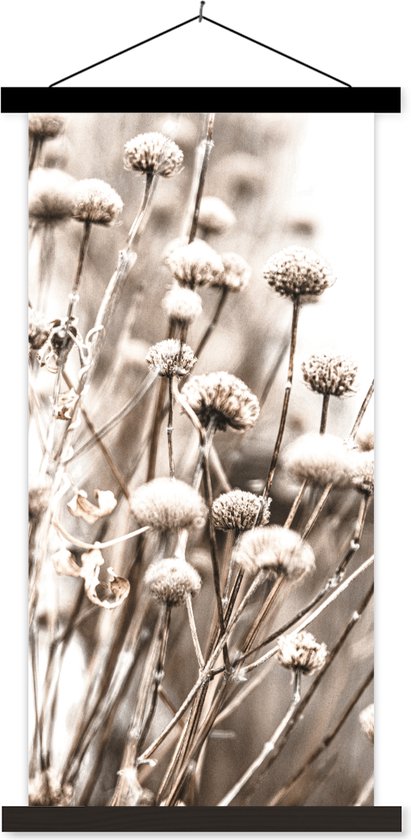 Posterhanger incl. Poster 60x120 cm - Schoolplaat - Bloemen - Planten - Stilleven - Natuur - Textielposter - Zwarte latten