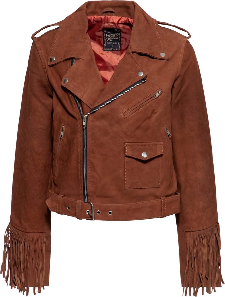 Queen Kerosin Damen Wildleder Jacke QKI49018 Brown-XS