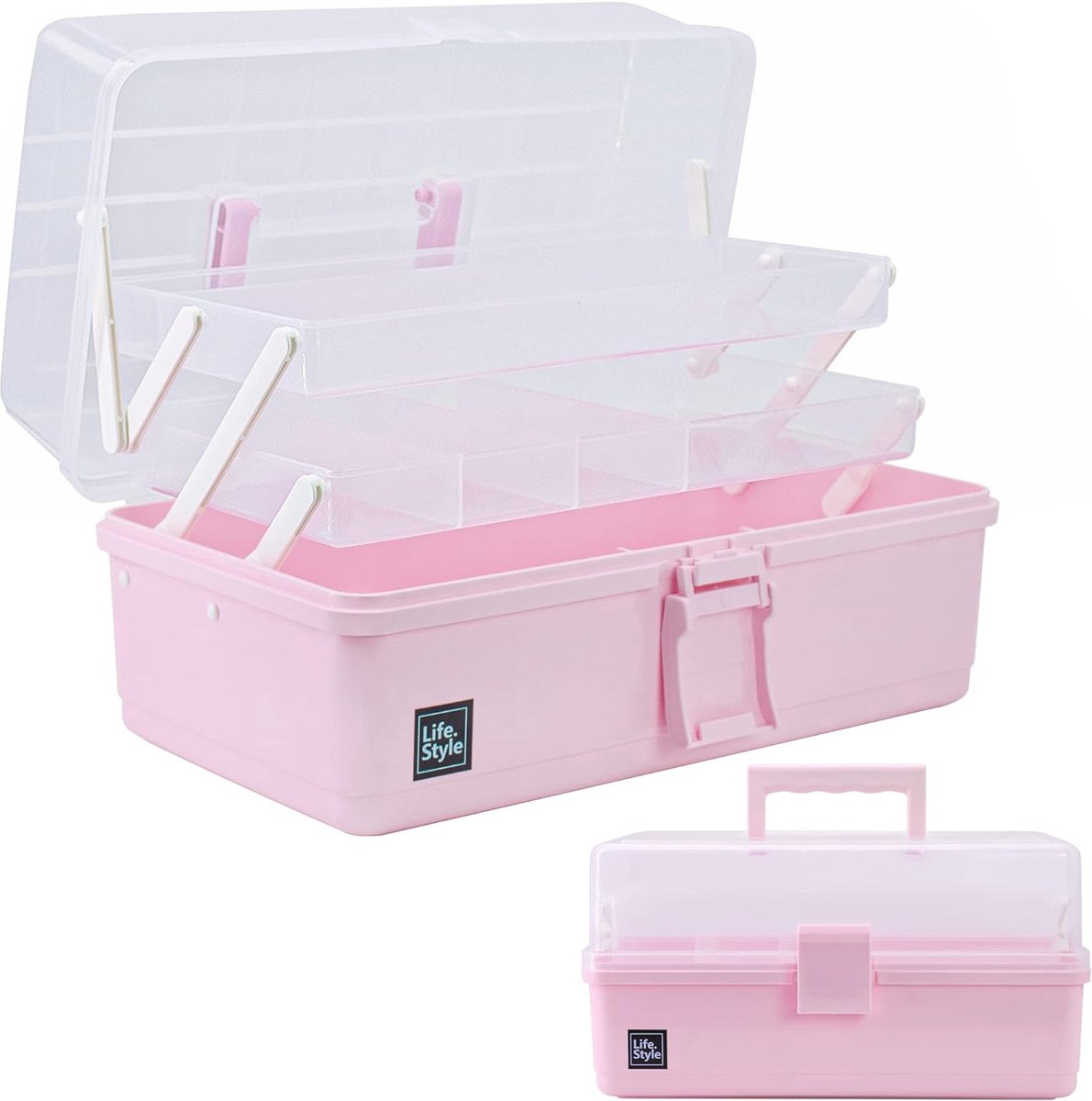 Goedkoopste Multifunctionele 13 Inch Kunst- en Knutsel Opbergdoos met 3 Lagen en Handvat - Ideaal voor Naaien, Make-up, Medicijnen en Haaraccessoires