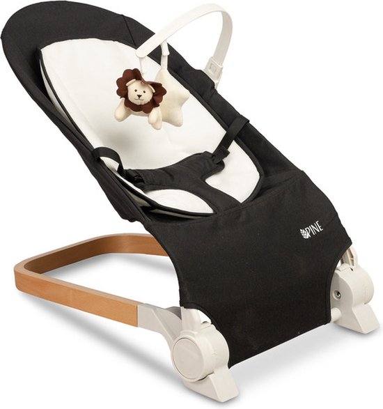 Pine Baby Bouncer Zwart - Wipstoel - Babystoel Voor Aan Tafel - Baby Stoeltje Zitten Voor Thuis - Verstelbare Babyrelax - Baby Rocker van Homy Original — afbeelding 3