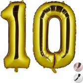 Relaxdays folie ballon cijfer 10 - cijfer ballon groot - folieballon - verjaardagsballon - goud