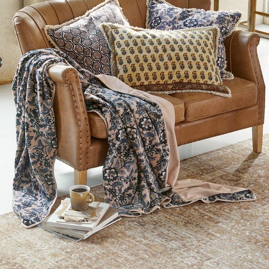 LOBERON Plaid Elarion oudroze/blauw