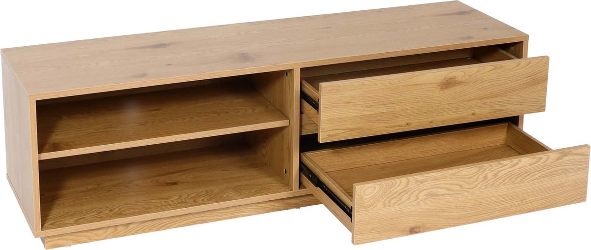 MCW TV-rek MCW-J78, TV-tafel lowboard ladekast, lade, MDF 42x140x40cm ~ eiken look