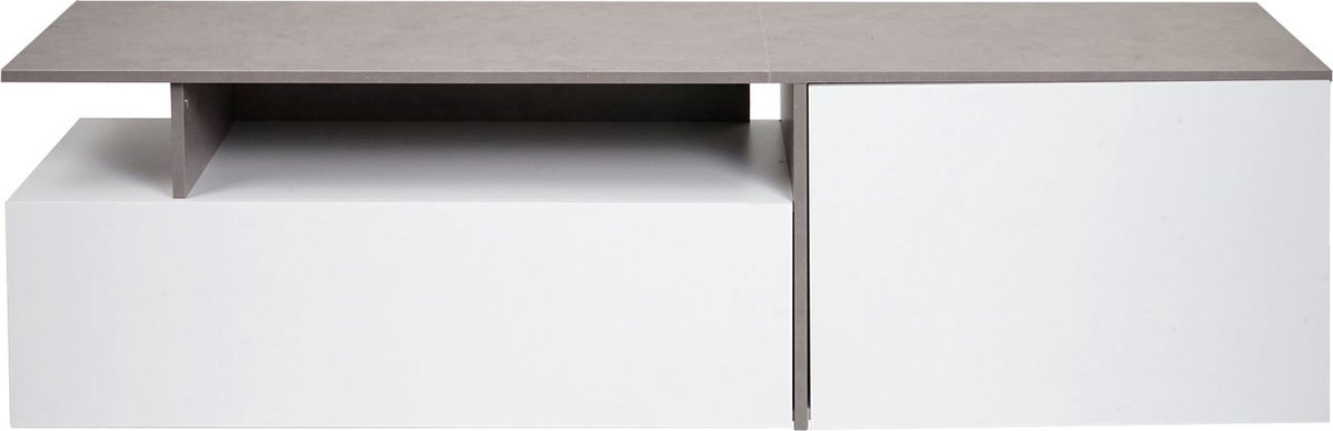 MCW TV-rek MCW-L34, lowboard TV-tafel dressoir TV-meubel ladekast, hout 45x161x40cm opbergvak, wit betonlook Veelkleurig