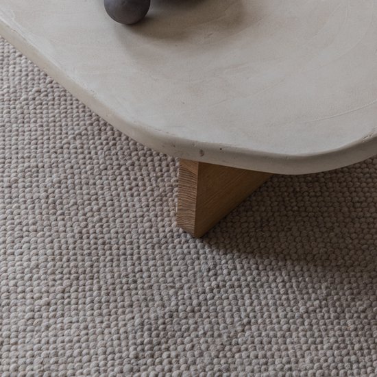 Tapis en Wool' orge Carpet Studio - 160 x 230 cm - Tapis à poils ras pour salon et chambre - Tapis crème