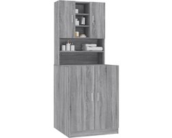 Wasmachine ombouw - Kast - Opbouwmeubel - Verhoger - Wasmachine meubel - Opbergkast - Hout - Grijs Sonoma