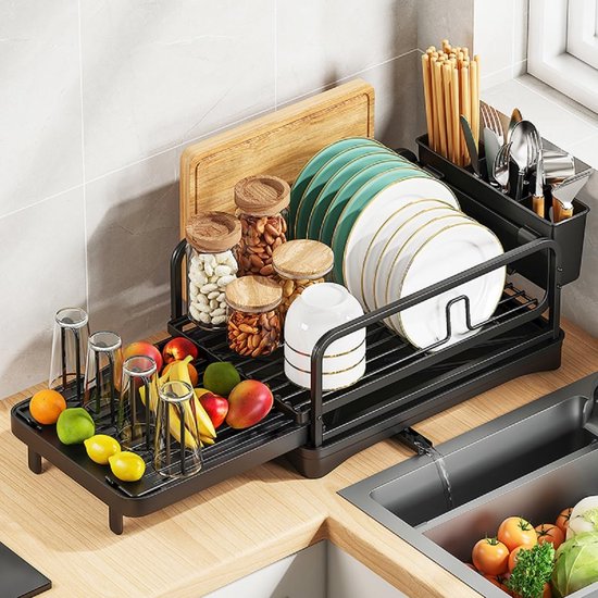 Houten bestekhouder met vering (laag) – Luxe lade-indeling