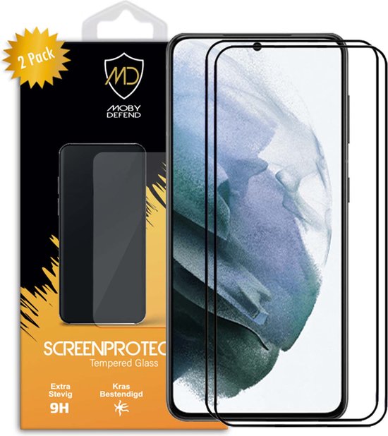 Lot de 2 Protecteurs d'écran Samsung Galaxy S21, MobyDefend' écran en verre trempé MobyDefend , bords noirs