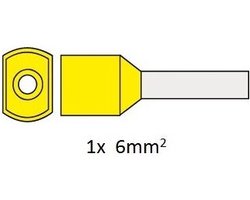 Dubbele Adereindhuls geisoleerd geel 6mm2 per stuk