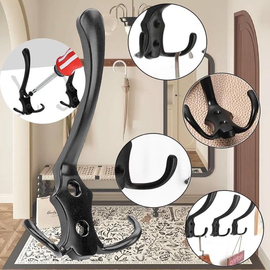 QUARKZMAN Garderobenhaken Edelstahl, 4 Stück - Massivmessing Handtuchhaken für den Eingangsbereich, Wandmontage für Badezimmer, Umkleideraum, Kleiderschrank, Schuhschrank (20mm x 31mm