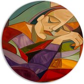 Vrouw wandschaal - Mens wandcirkels - Muurcirkel Hand - Schilderij vintage - Rond schilderij - Woonaccessoires muurcirkel forex 60x60 cm