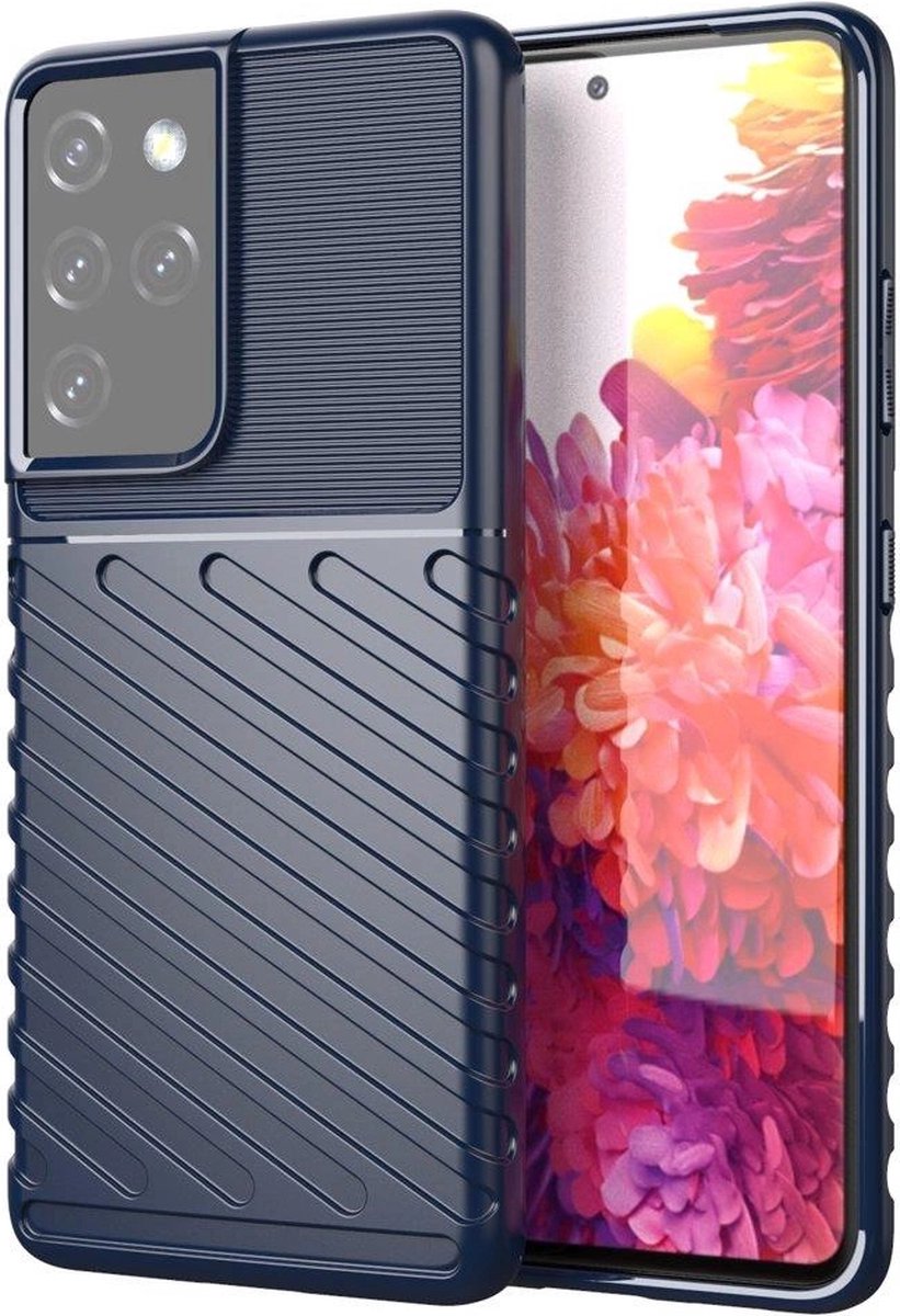 Thunder - Case - flexibele gepantserde case voor Samsung Galaxy S22 Ultra blauw