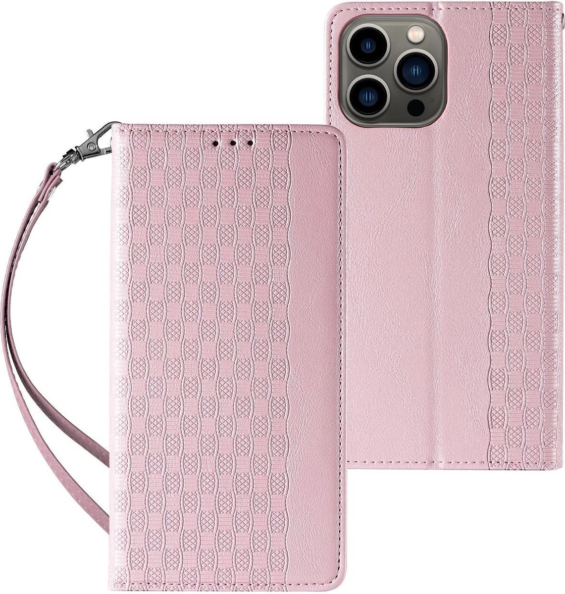 Magnet - Strap - Case voor iPhone - 12 - Pro, - portemonnee - cover - + - mini - lanyard-hanger, - roze