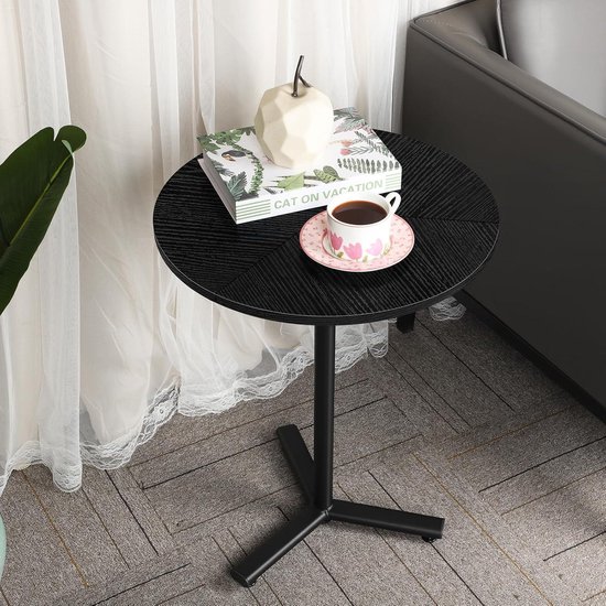Ceruzo Bijzettafel - Zwart Gemarmerd Blad - rond 40 cm - hoog 60 cm - Koning Bamboe