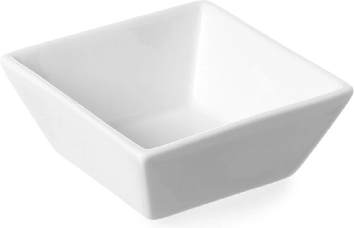 HENDI Tapasschaaltjes – vierkant – porselein – 80x80x35 mm – set van 6 – wit