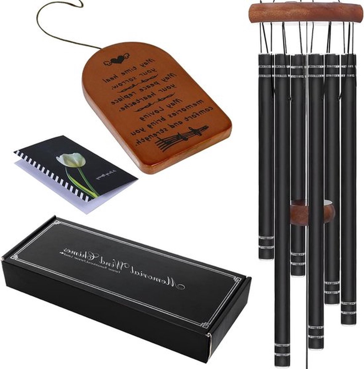 PolkaHome Sympathie windgong herdenking Prime sympathie geschenk voor verlies van geliefde Houten windgong 32 inch Rouwgeschenken voor vader moeder echtgenoot