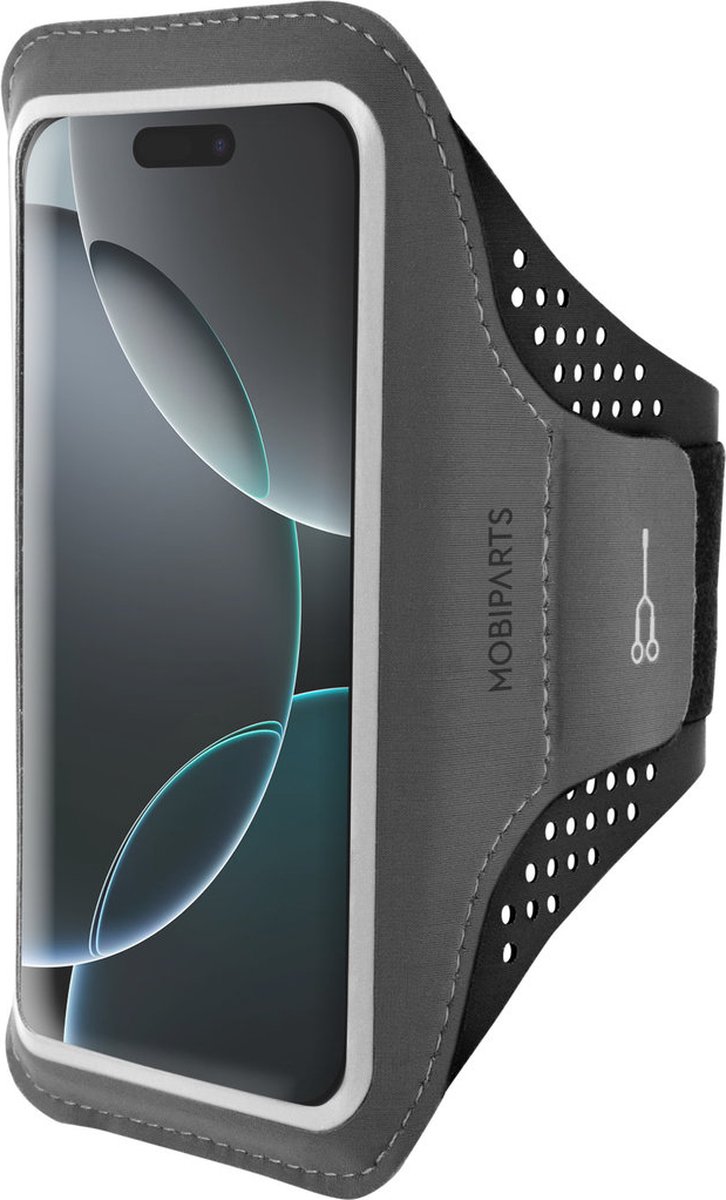 Hardloop Sportarmband geschikt voor Apple iPhone 16 Pro - Zwart - Mobiparts