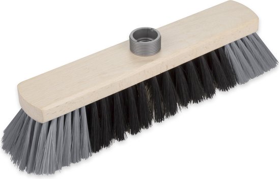 Houten binnenbezem synthetisch 29 cm inclusief metalen telescoopsteel zwart/grijs 80 - 130 cm - Zachte kamerbezems van Smartwares — afbeelding 2