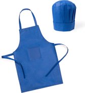 Kookschort met koksmuts - blauw - voor kinderen - verstelbaar - koksset - Keukenschort/kookschort