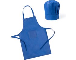 Kookschort met koksmuts - blauw - voor kinderen - verstelbaar - koksset - Keukenschort/kookschort