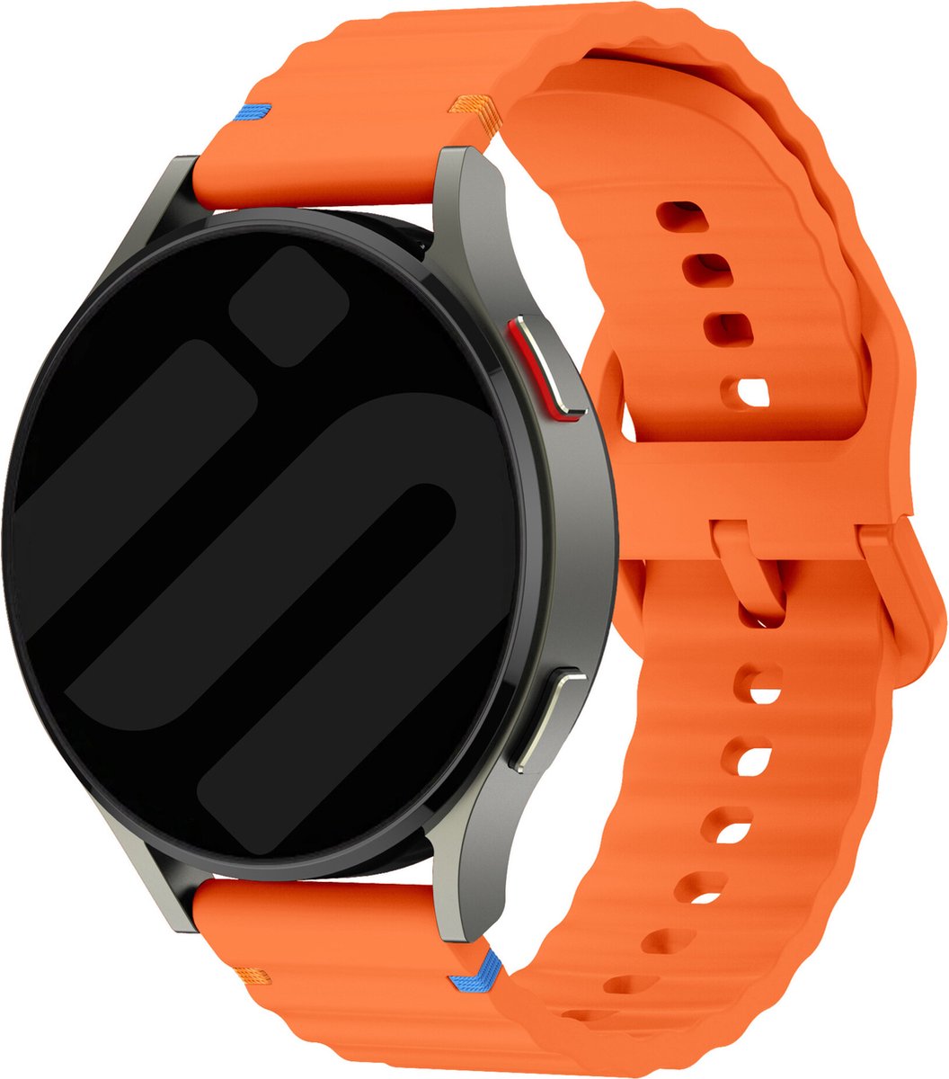 Strap-it Smartwatch bandje 22mm - Siliconen Wave bandje geschikt voor Samsung Galaxy Watch 3 45mm / 1 46mm / Gear S3 - Amazfit GTR 2-3-4 - Polar Vantage M / Grit X - OnePlus Watch - Huawei Watch GT 2-3-4 46mm / GT 5 (Pro) (46mm) - oranje