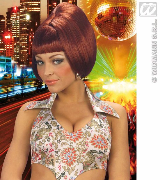 Widmann - Jaren 80 & 90 Kostuum - Pruik, Party Girl 70s Bruin - Bruin - Carnavalskleding - Verkleedkleding